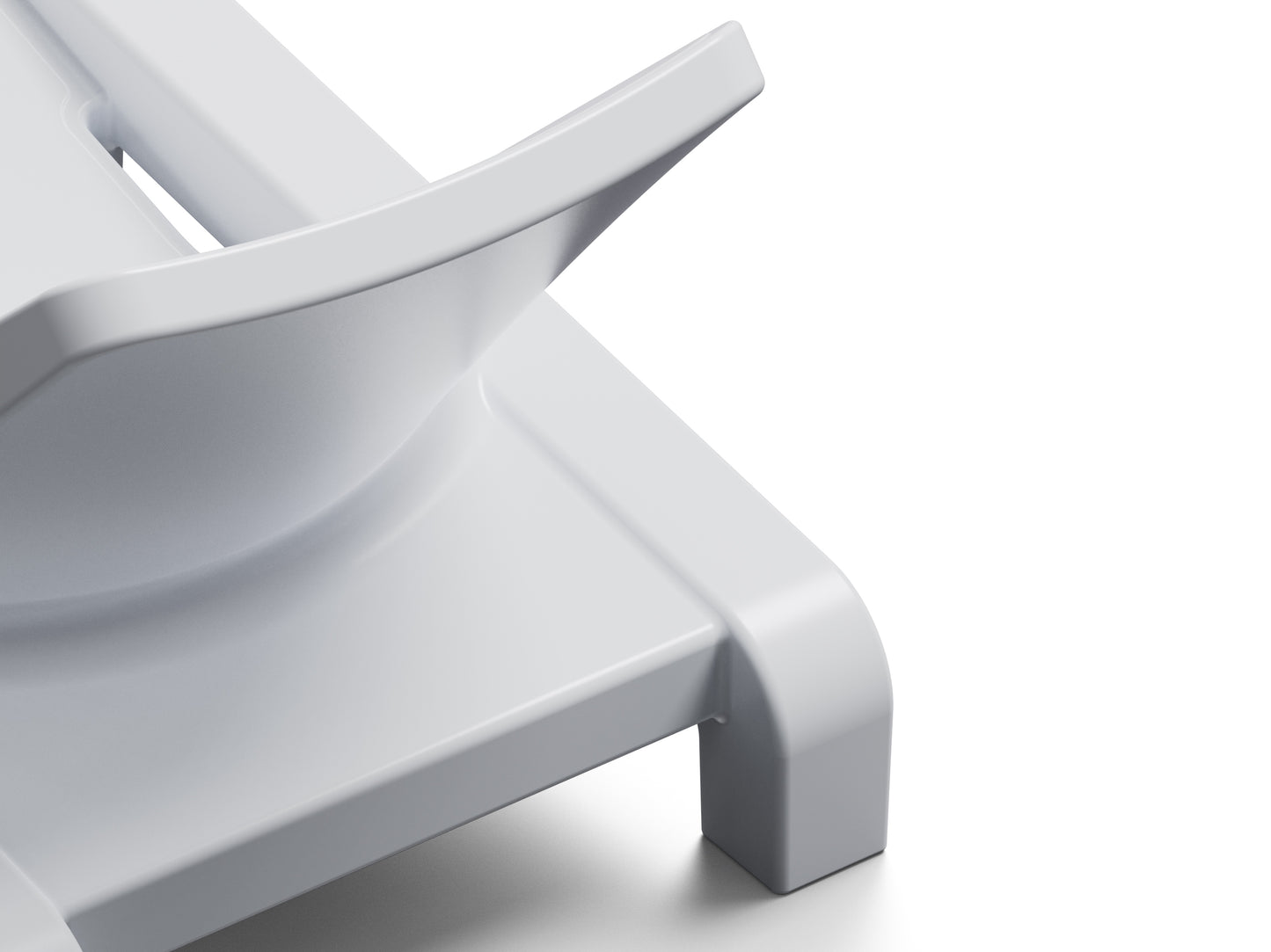 Close-up back image of the Highcloud White, all-weather Deck Chaise Lounge made with resin, displayed on a white background.