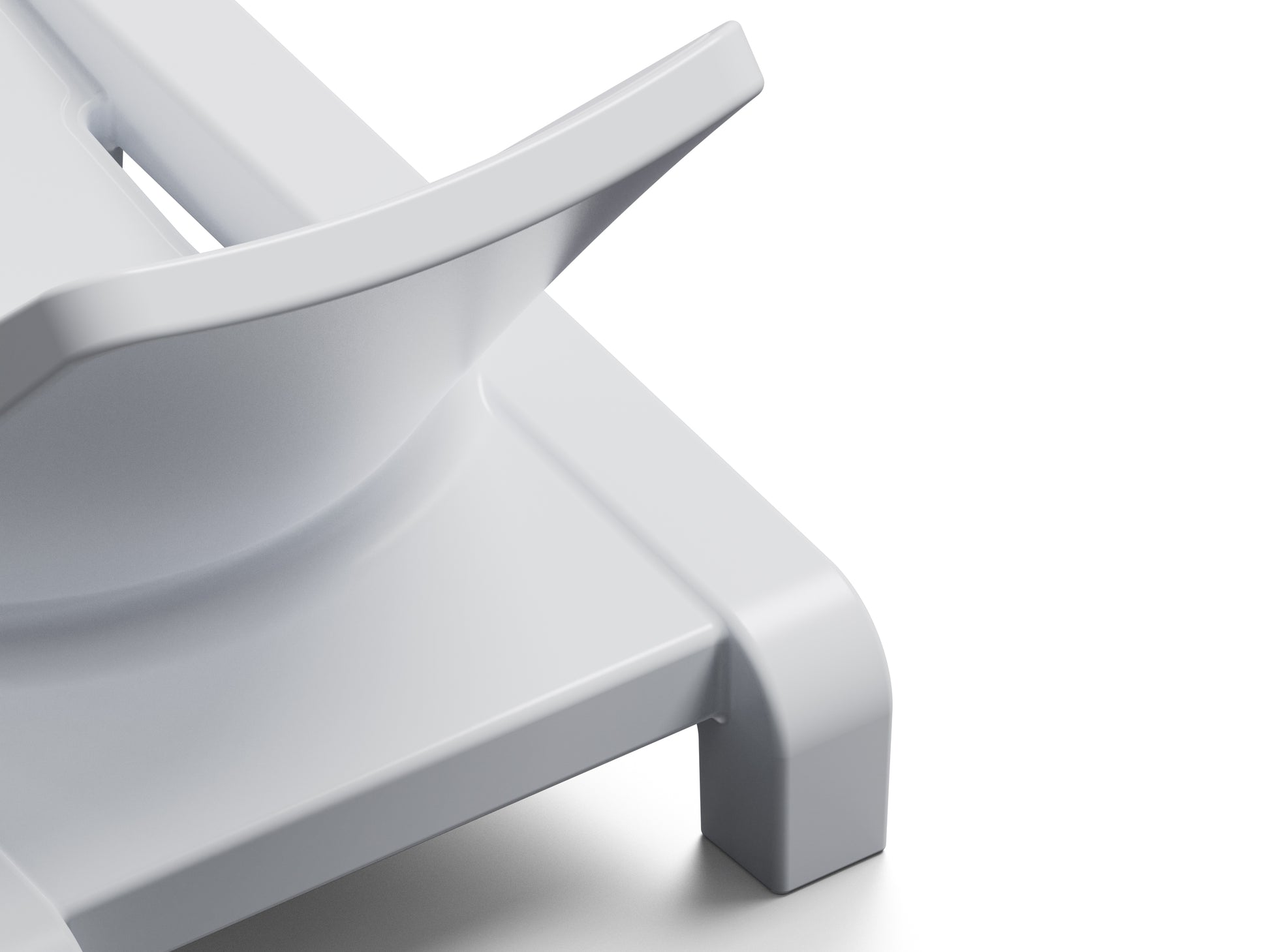 Close-up back image of the Highcloud White, all-weather Deck Chaise Lounge made with resin, displayed on a white background.