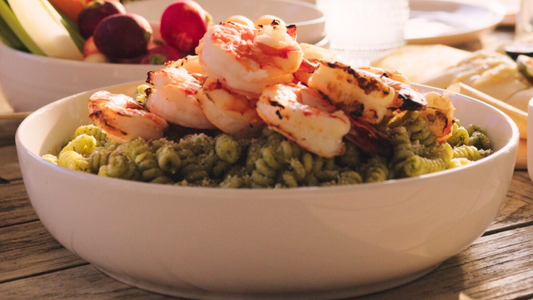 FRESCO FRIDAYS: Basil Pesto Pasta with Grilled Shrimp