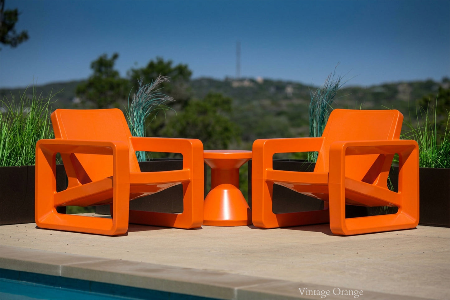 Deck Chair & Side Table - Vintage Orange