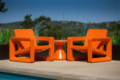 Deck Chair & Side Table - Vintage Orange
