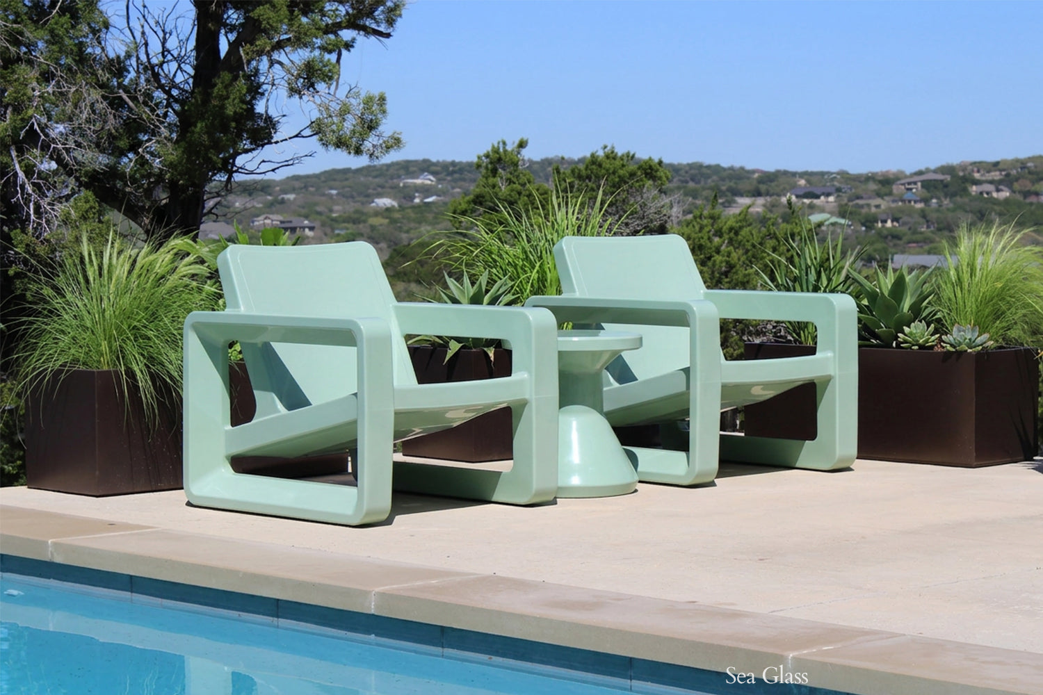 Tupelo Deck Chair Sea Glass by the pool
