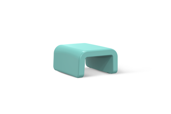 Image of the sleek Line Ottoman in the colour Seafoam Green made with polyethylene displayed in front of a white background.