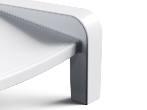 Close-up image of the Deck Chaise Lounge leg in the color Highcloud White. Made from polyethylene against a white background.