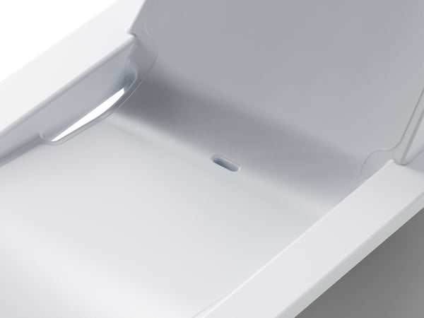 Close-up image of the seat of the UV-resistant Deck Chaise Lounge in Highcloud White, made from marine-grade polyethylene.