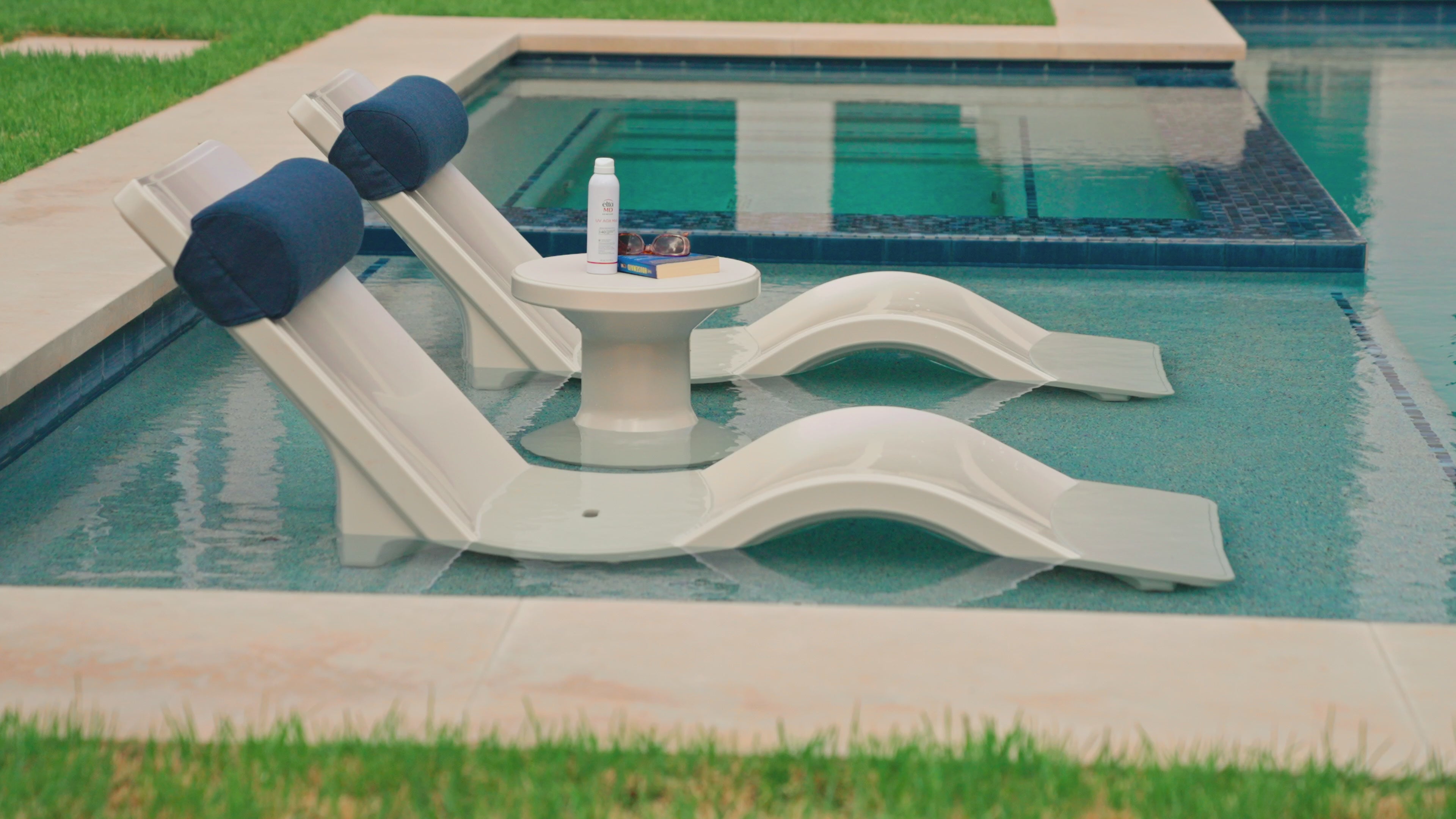 Load video: Line Chaise Lounge &amp; Fluent Side Table - Ivory