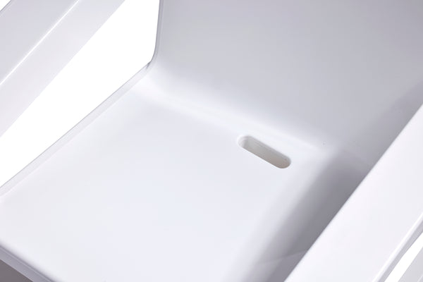 Image of the seat of the Deck Lounge Chair in the colour Highcloud White made with resin displayed on a white background.