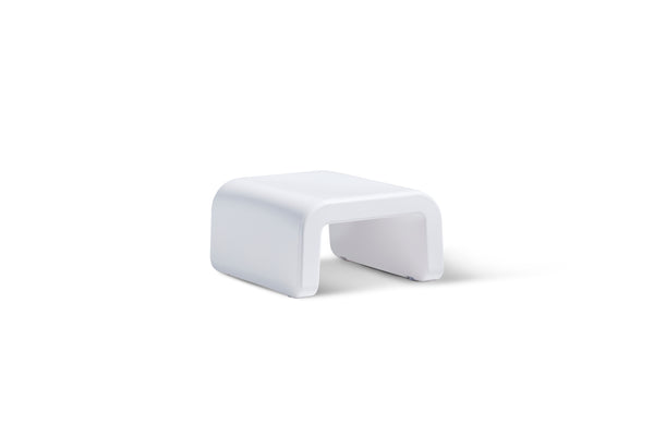 The durable Line Ottoman in the colour Highcloud White made with marine-grade polyethylene displayed on a white background.